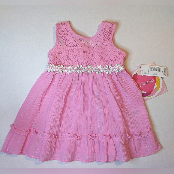 NWT Youngland Infant 12 month dress pink w/ white daisies - Picture 6 of 6
